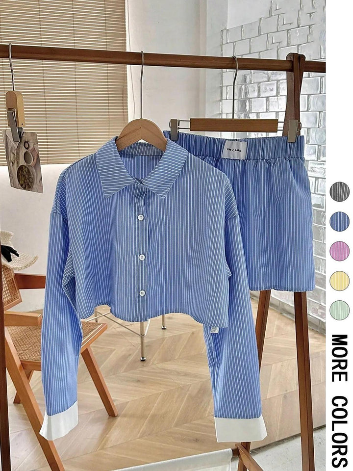 EMERSYN™ - Cozy Collared Long Sleeve Coordinated Set