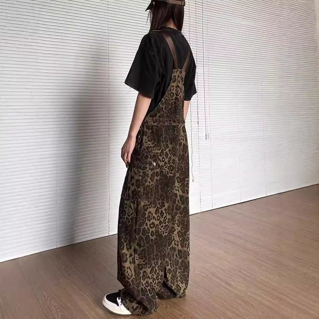 LUNTIAN™ Retro Leopard Print Wide-Leg Jumpsuit