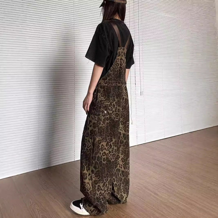 LUNTIAN™ Retro Leopard Print Wide-Leg Jumpsuit