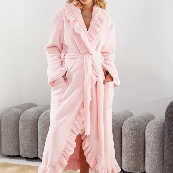 SASUKE™ - Chic Long Sleeve Robe with Ruffled Hem