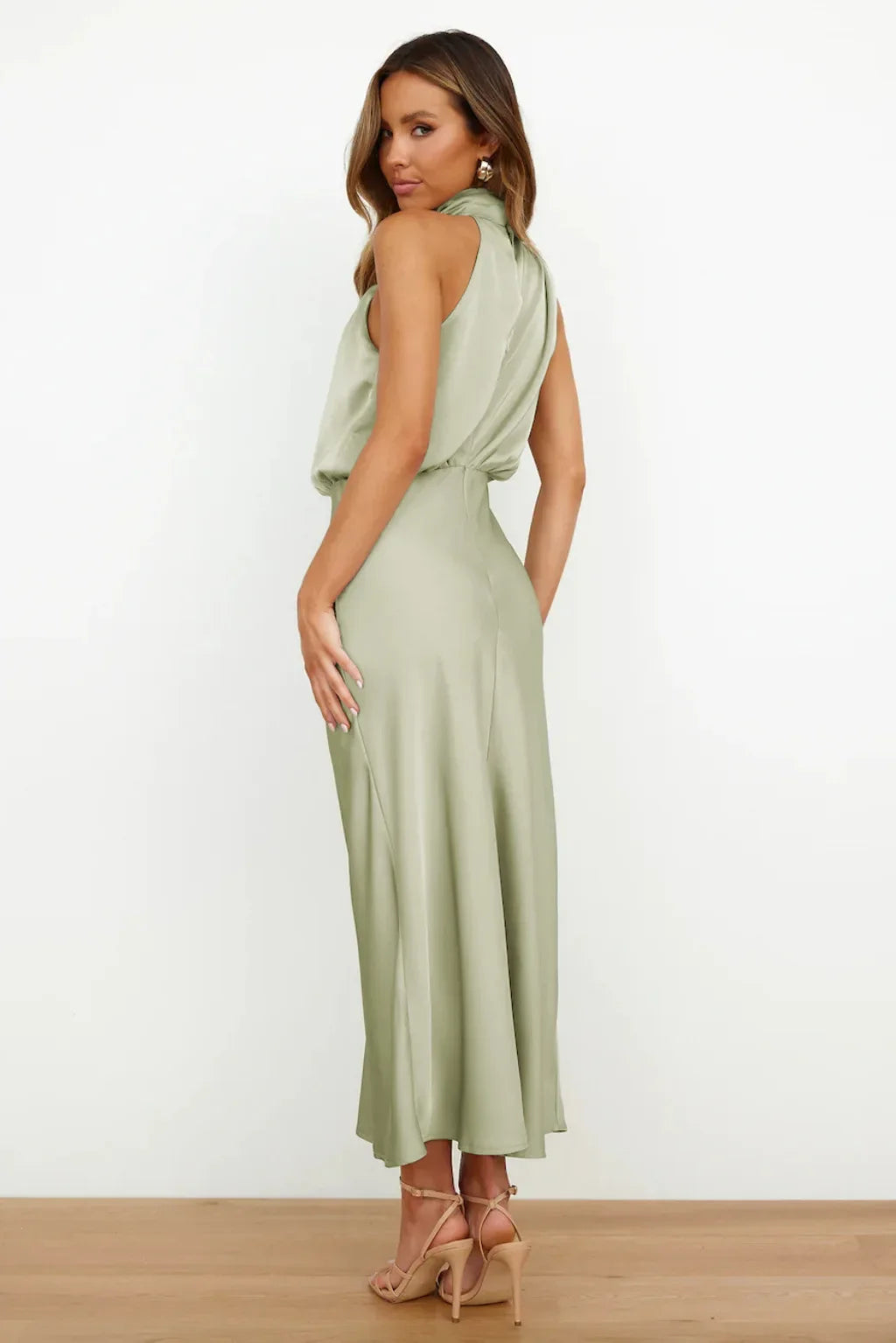 Lillibeth Elegant Halter Neck Midi Dress
