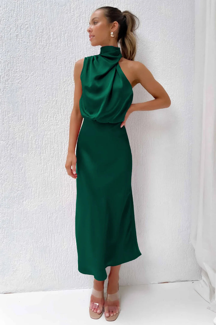 Lillibeth Elegant Halter Neck Midi Dress