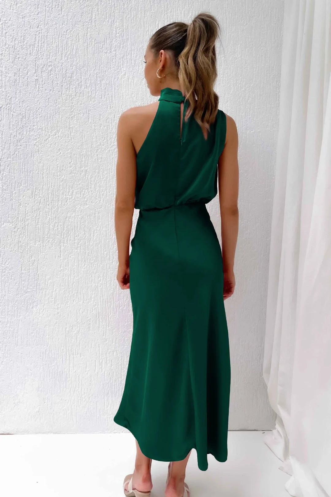 Lillibeth Elegant Halter Neck Midi Dress