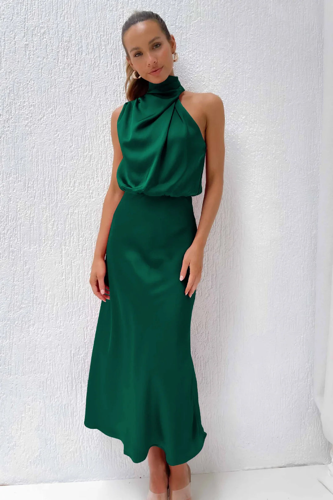 Lillibeth Elegant Halter Neck Midi Dress