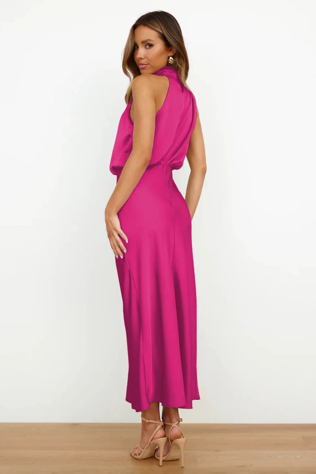 Lillibeth Elegant Halter Neck Midi Dress