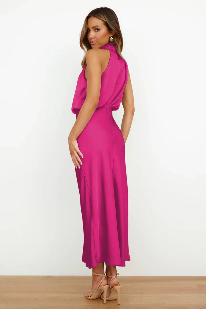 Lillibeth Elegant Halter Neck Midi Dress