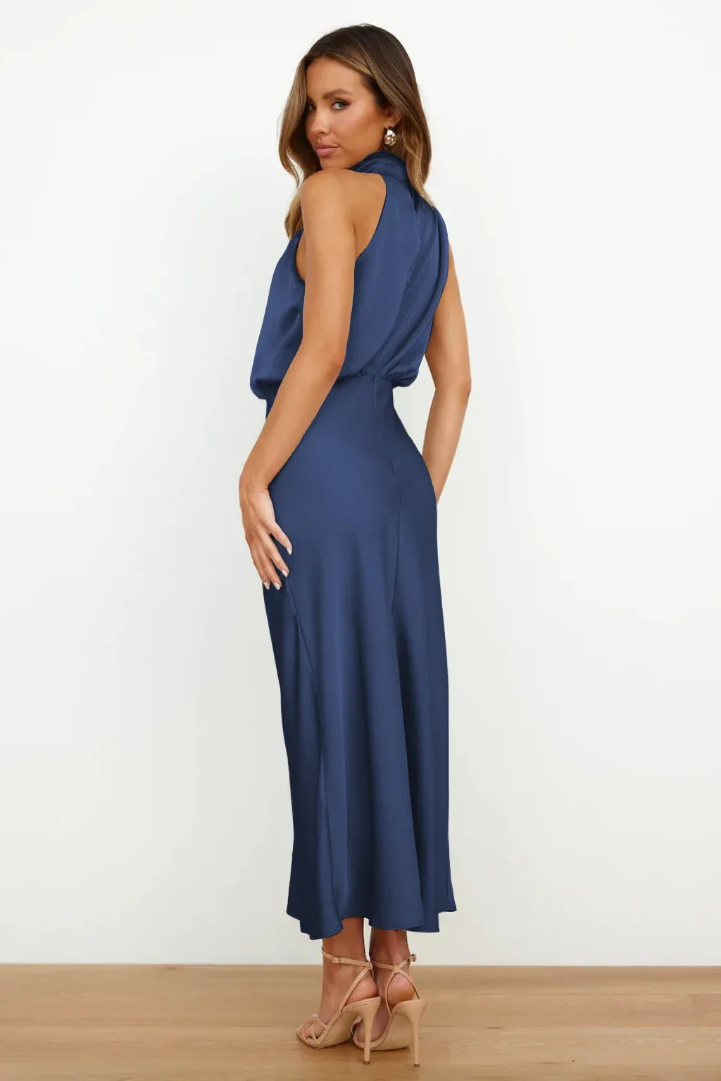 Lillibeth Elegant Halter Neck Midi Dress