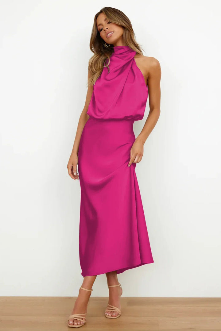 Lillibeth Elegant Halter Neck Midi Dress