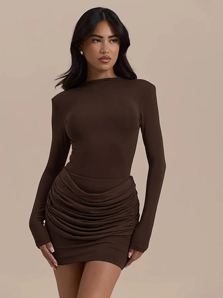 Cocoa Luxe Ruched Mini Dress