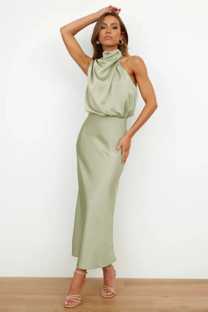 Lillibeth Elegant Halter Neck Midi Dress
