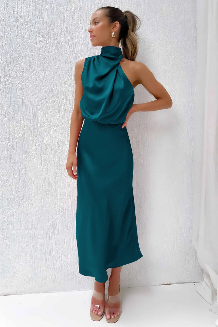 Lillibeth Elegant Halter Neck Midi Dress