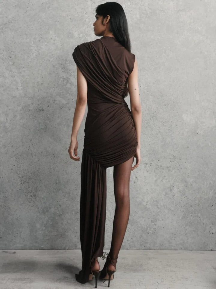 Nalani Asymmetrical Ruched Evening Dress