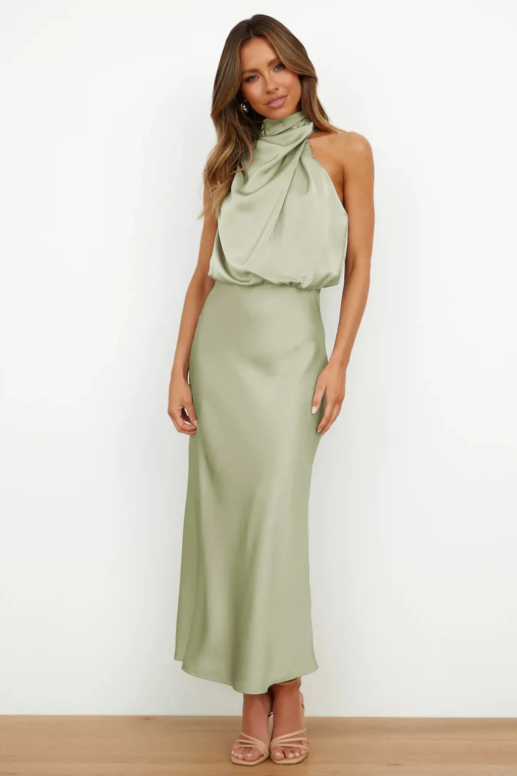 Lillibeth Elegant Halter Neck Midi Dress