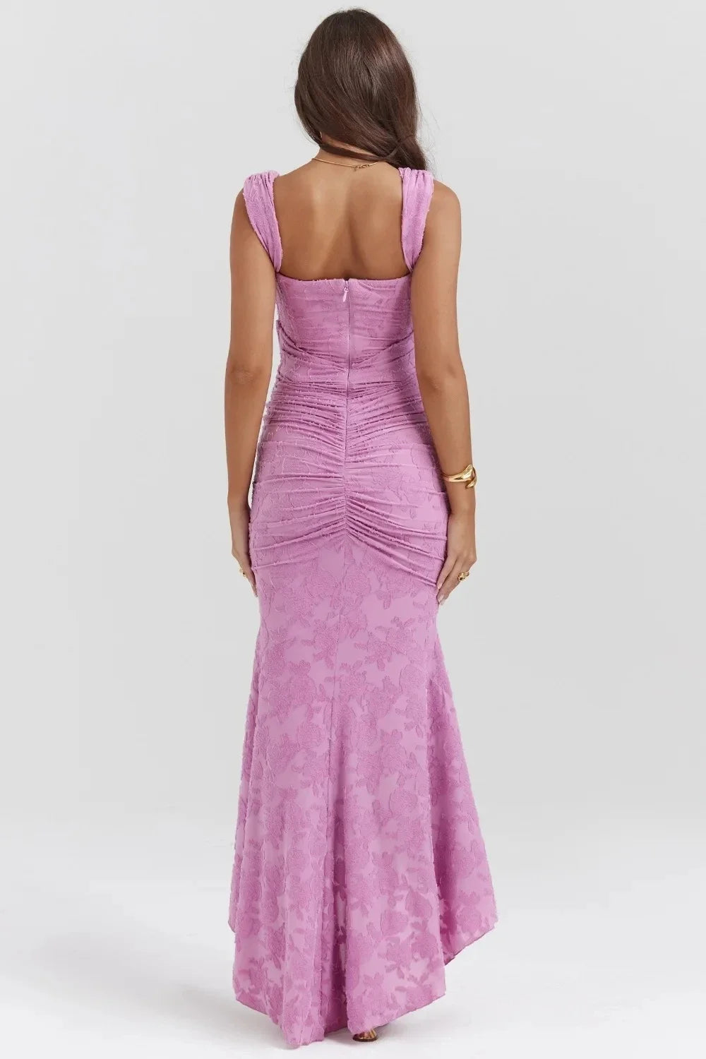 Wilma Ruched Lace Midi Evening Dress