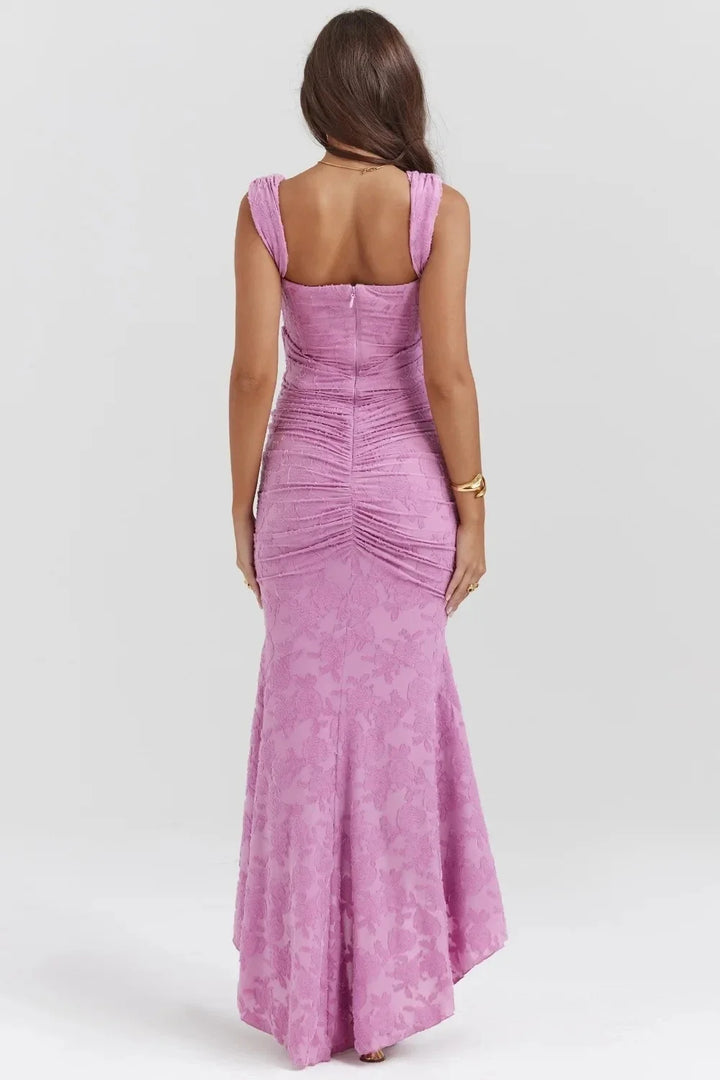 Wilma Ruched Lace Midi Evening Dress