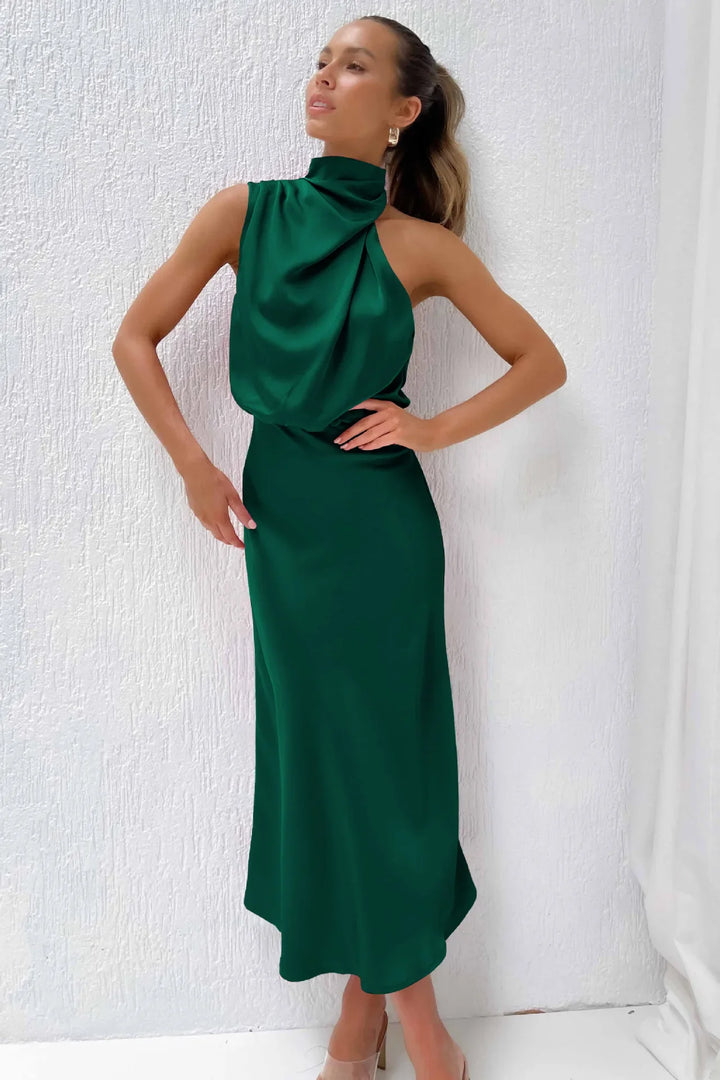 Lillibeth Elegant Halter Neck Midi Dress