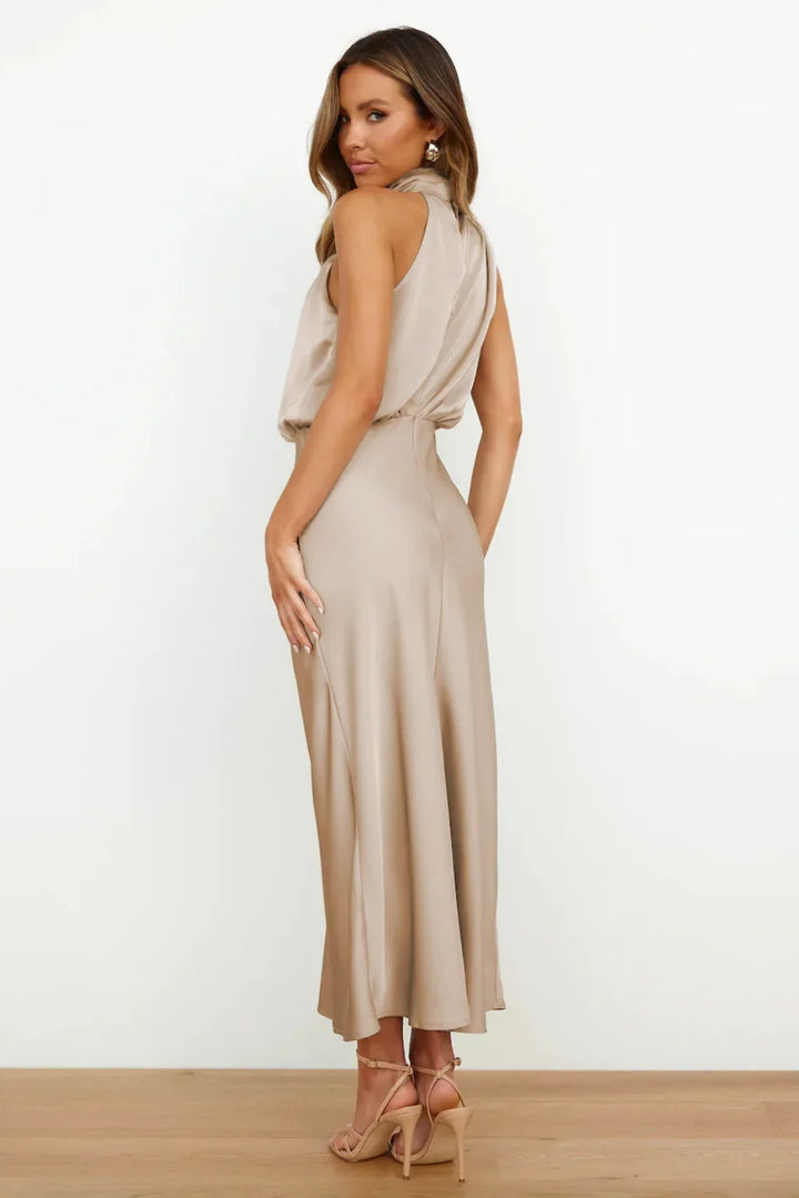 Lillibeth Elegant Halter Neck Midi Dress