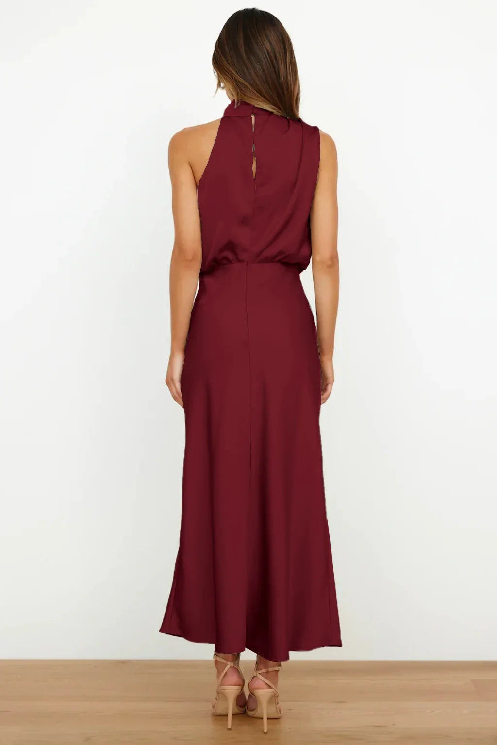 Lillibeth Elegant Halter Neck Midi Dress