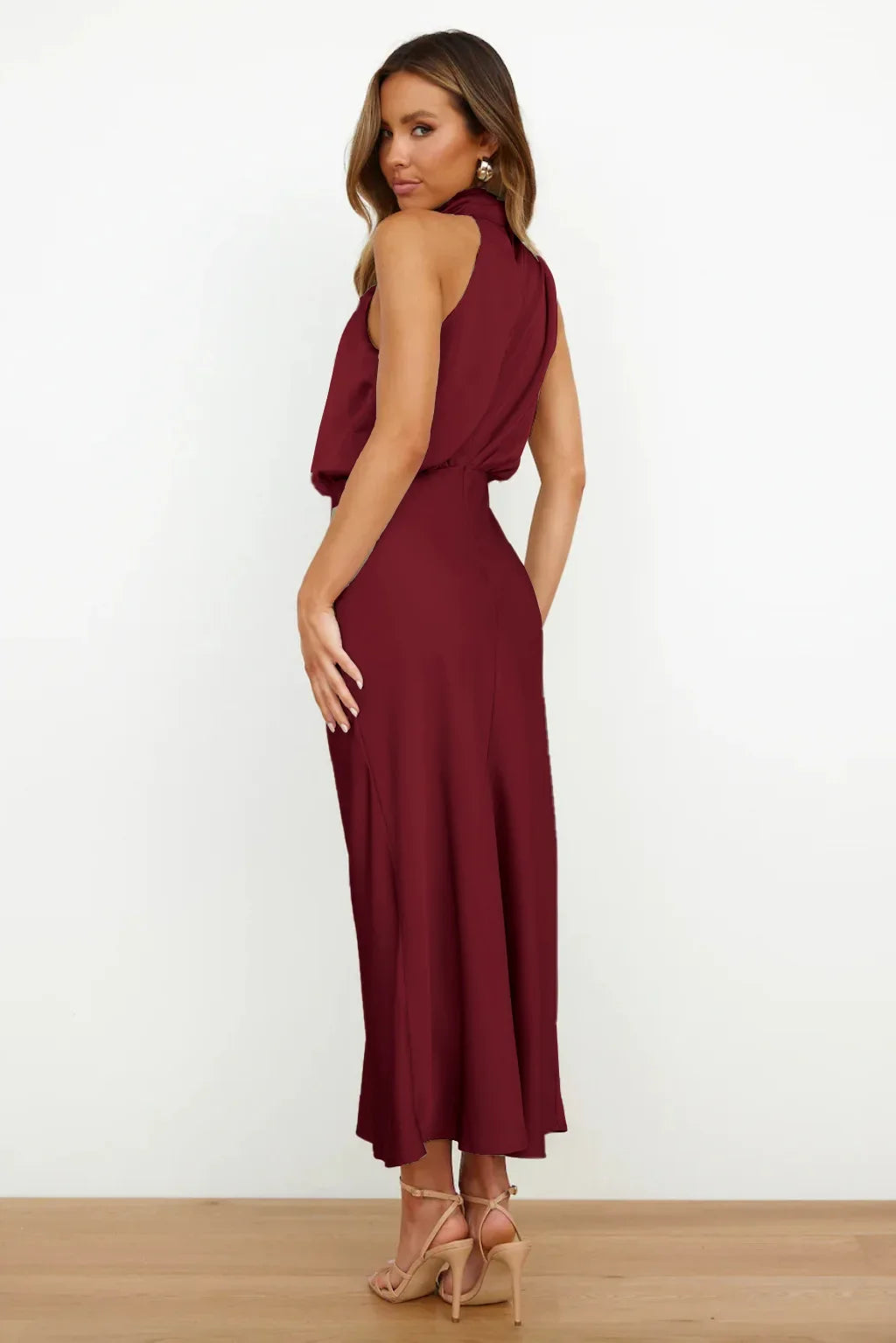 Lillibeth Elegant Halter Neck Midi Dress