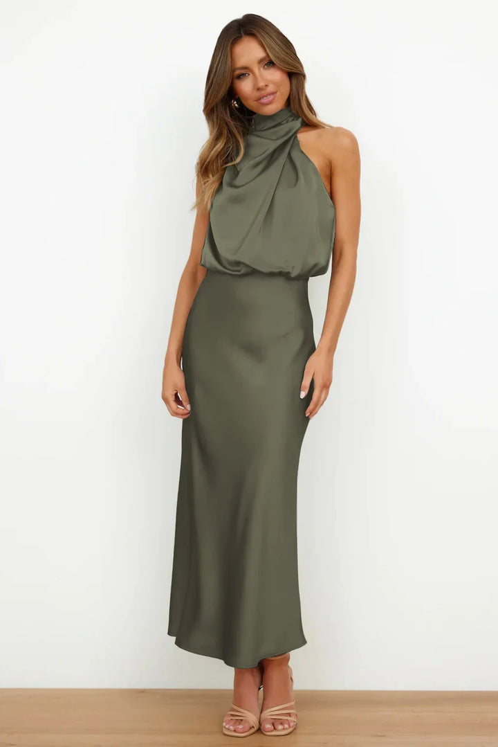 Lillibeth Elegant Halter Neck Midi Dress