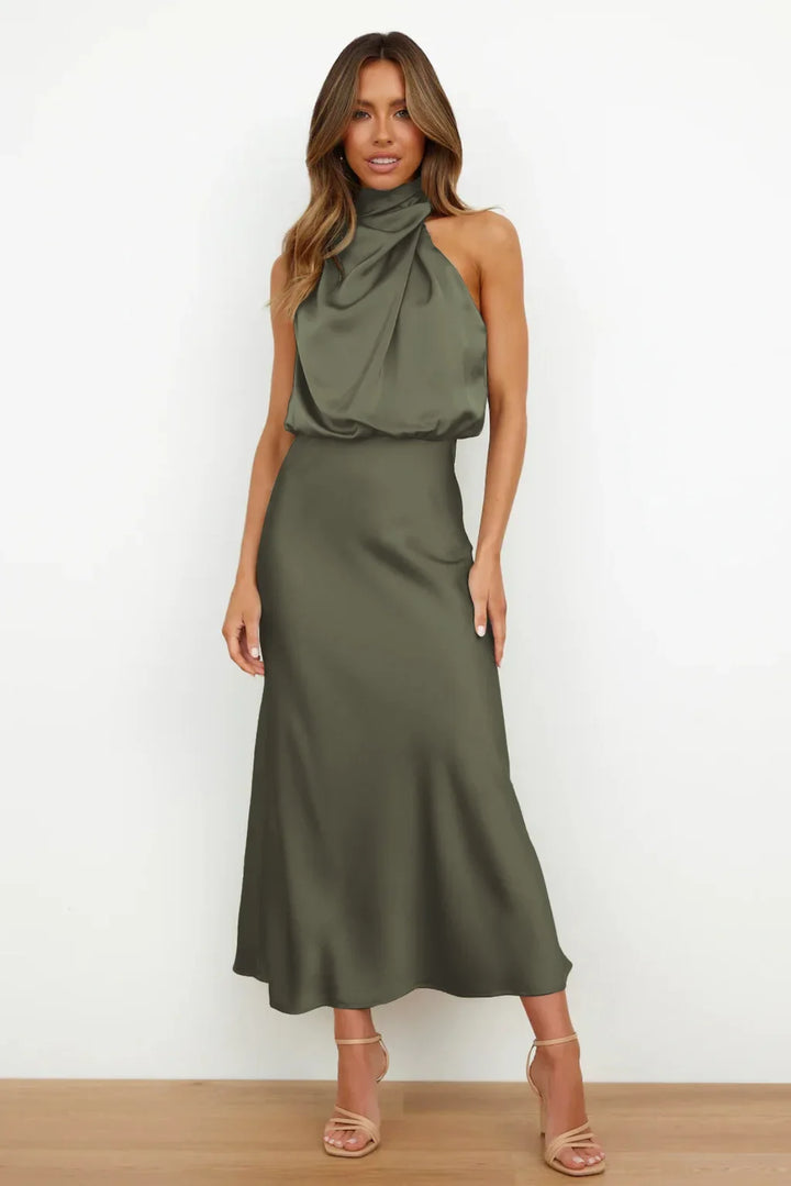 Lillibeth Elegant Halter Neck Midi Dress
