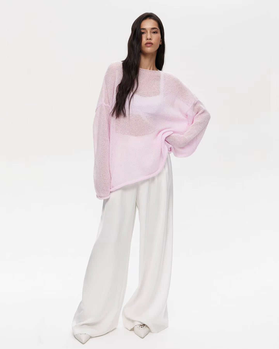 Selma Sheer Knit Oversized Sweater