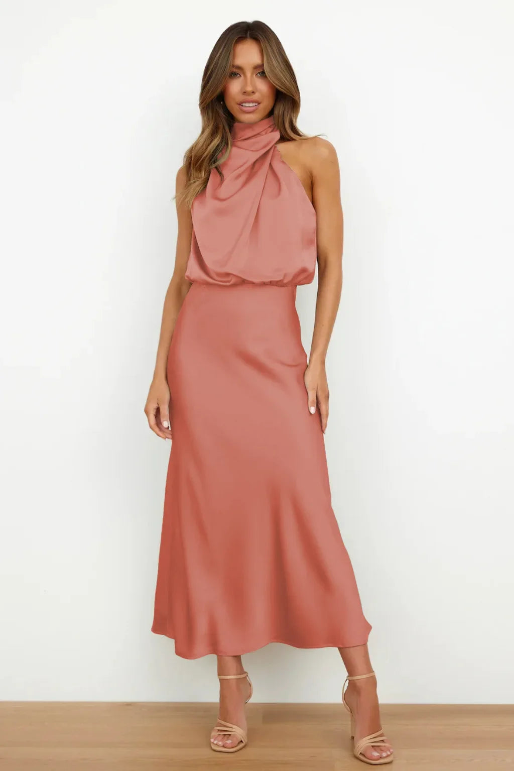 Lillibeth Elegant Halter Neck Midi Dress