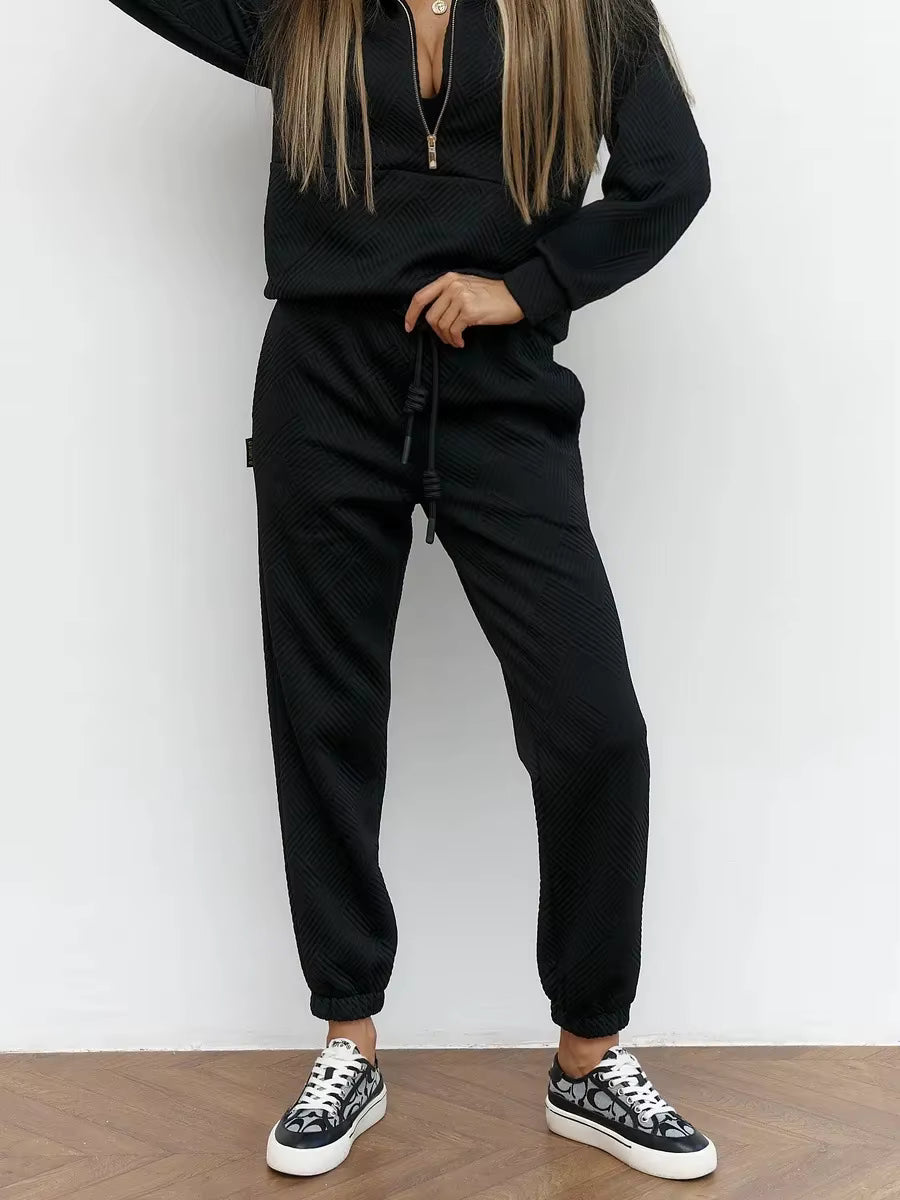 Rose Textured Zip-Up Lounge Set