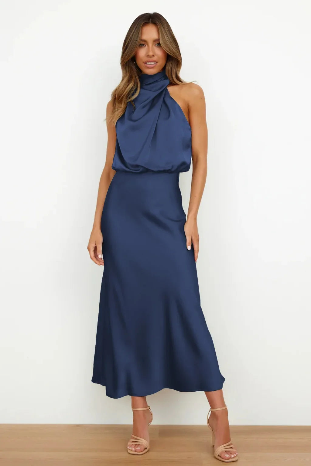 Lillibeth Elegant Halter Neck Midi Dress
