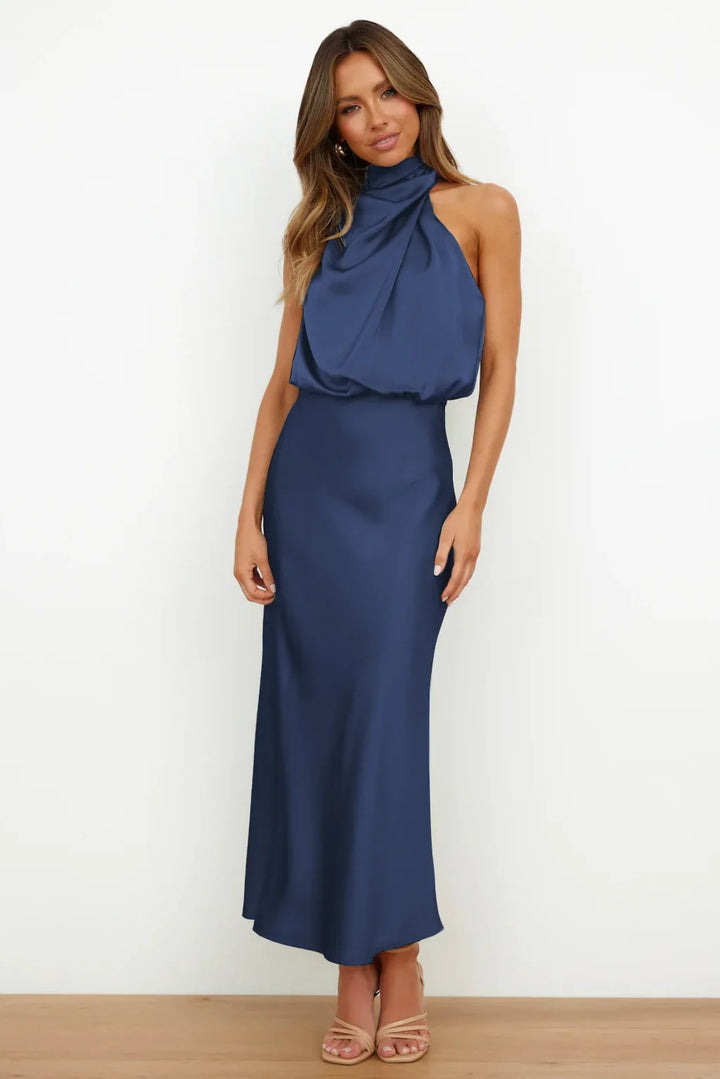 Lillibeth Elegant Halter Neck Midi Dress