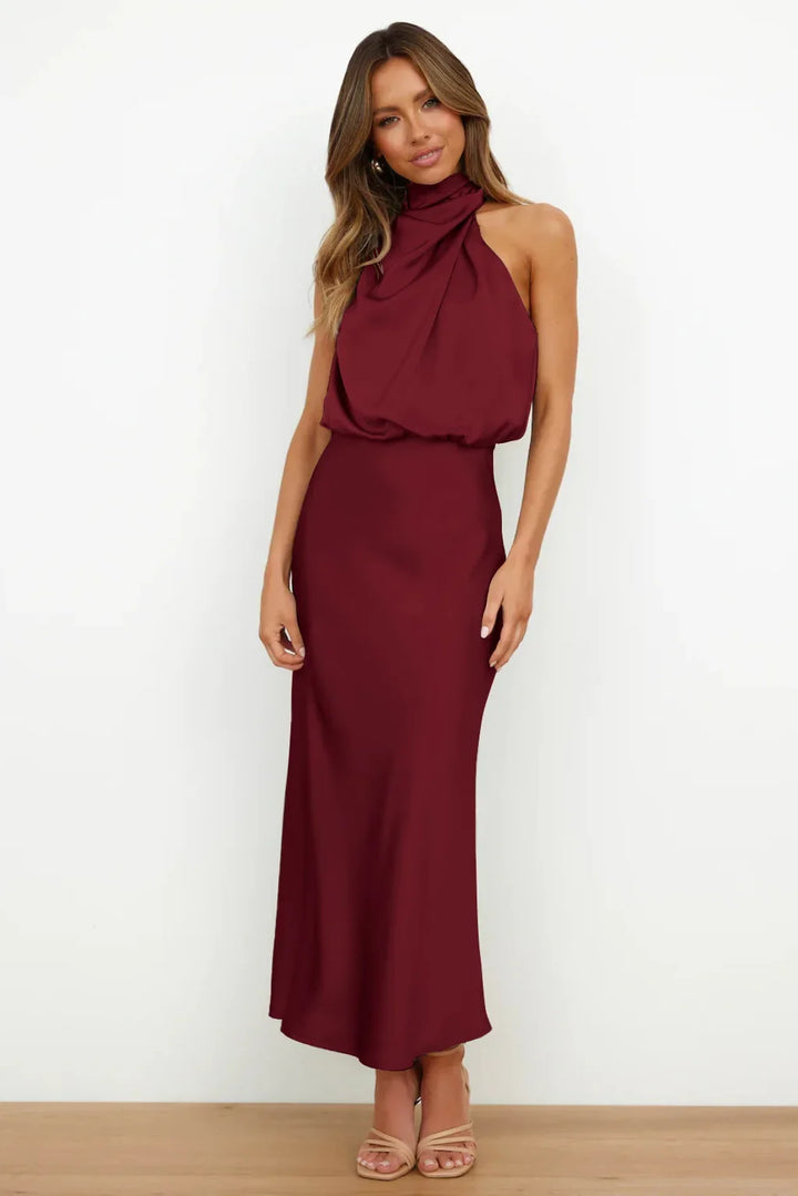 Lillibeth Elegant Halter Neck Midi Dress