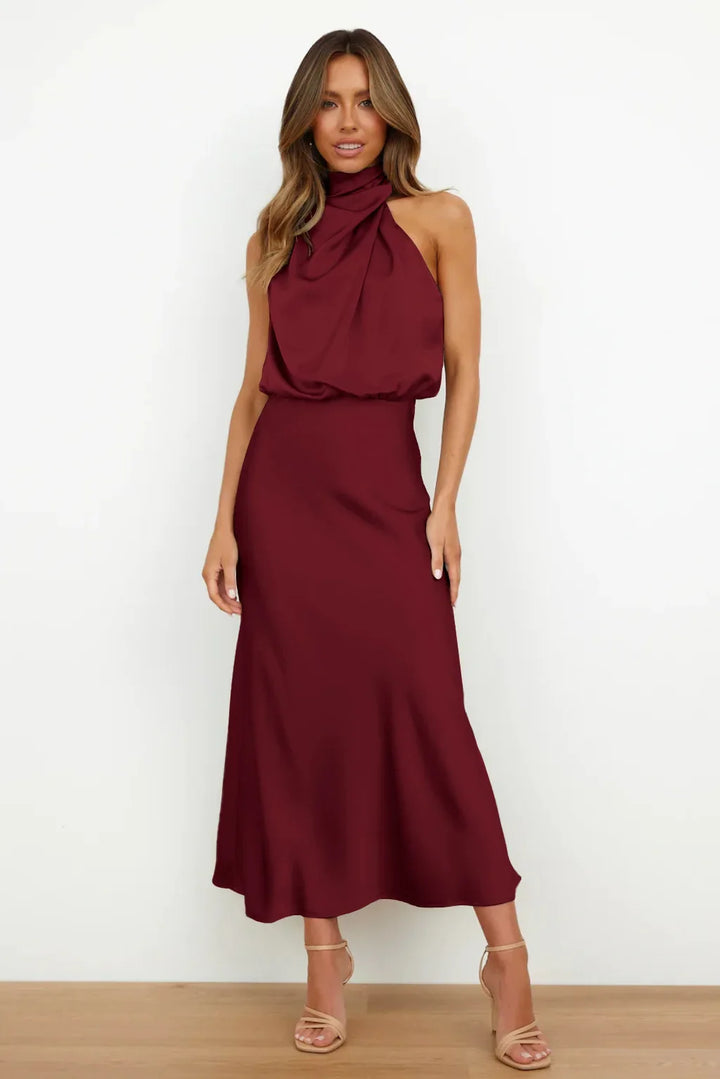 Lillibeth Elegant Halter Neck Midi Dress