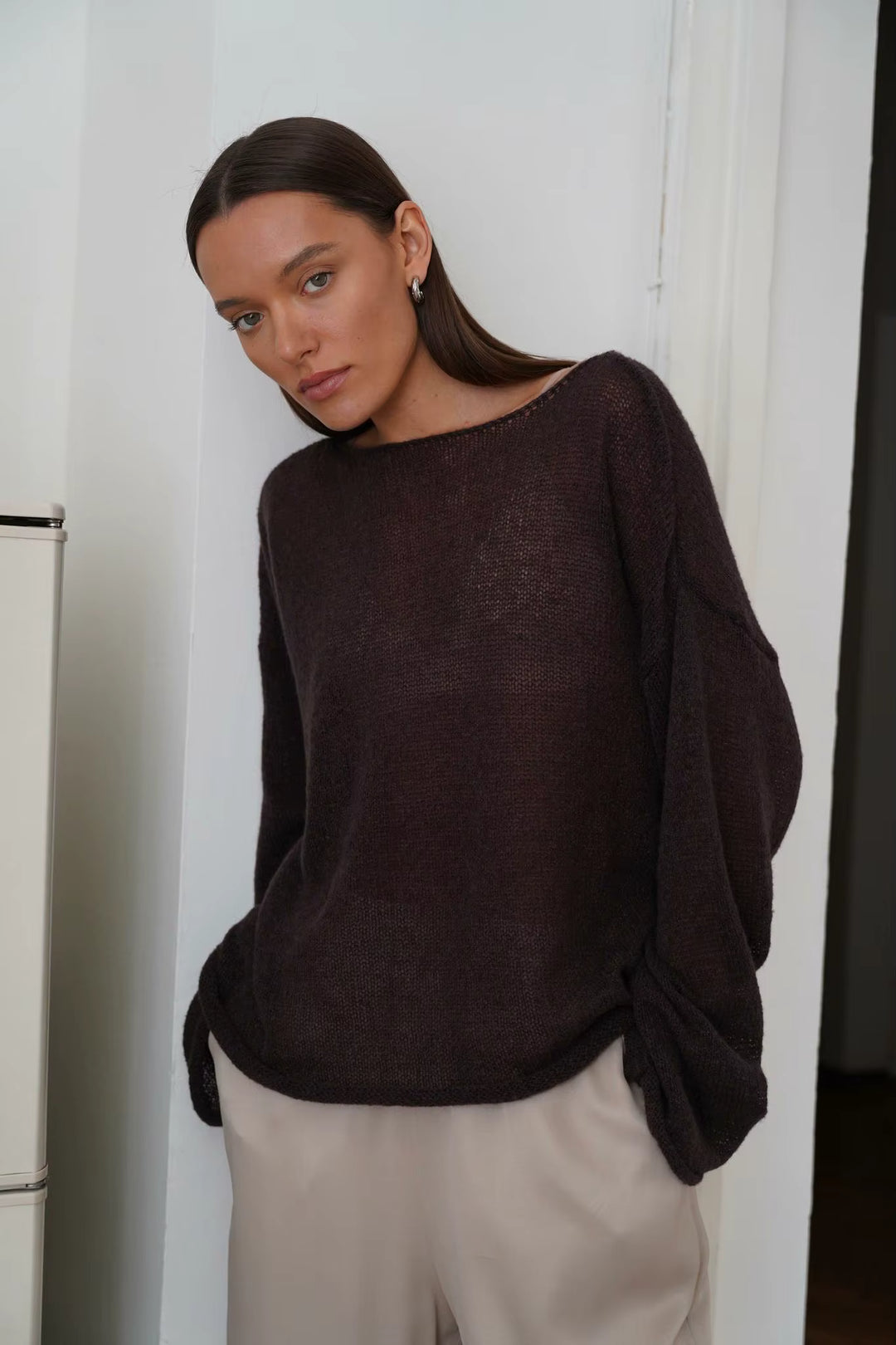 Selma Sheer Knit Oversized Sweater