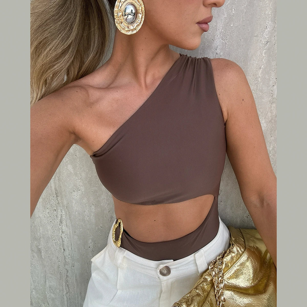 Aurelia One-Shoulder Cutout Bodysuit