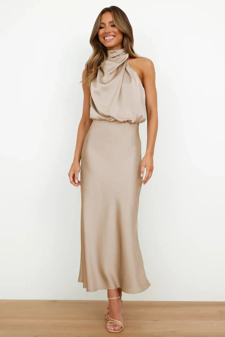 Lillibeth Elegant Halter Neck Midi Dress