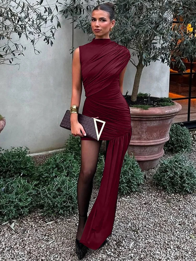Nalani Asymmetrical Ruched Evening Dress