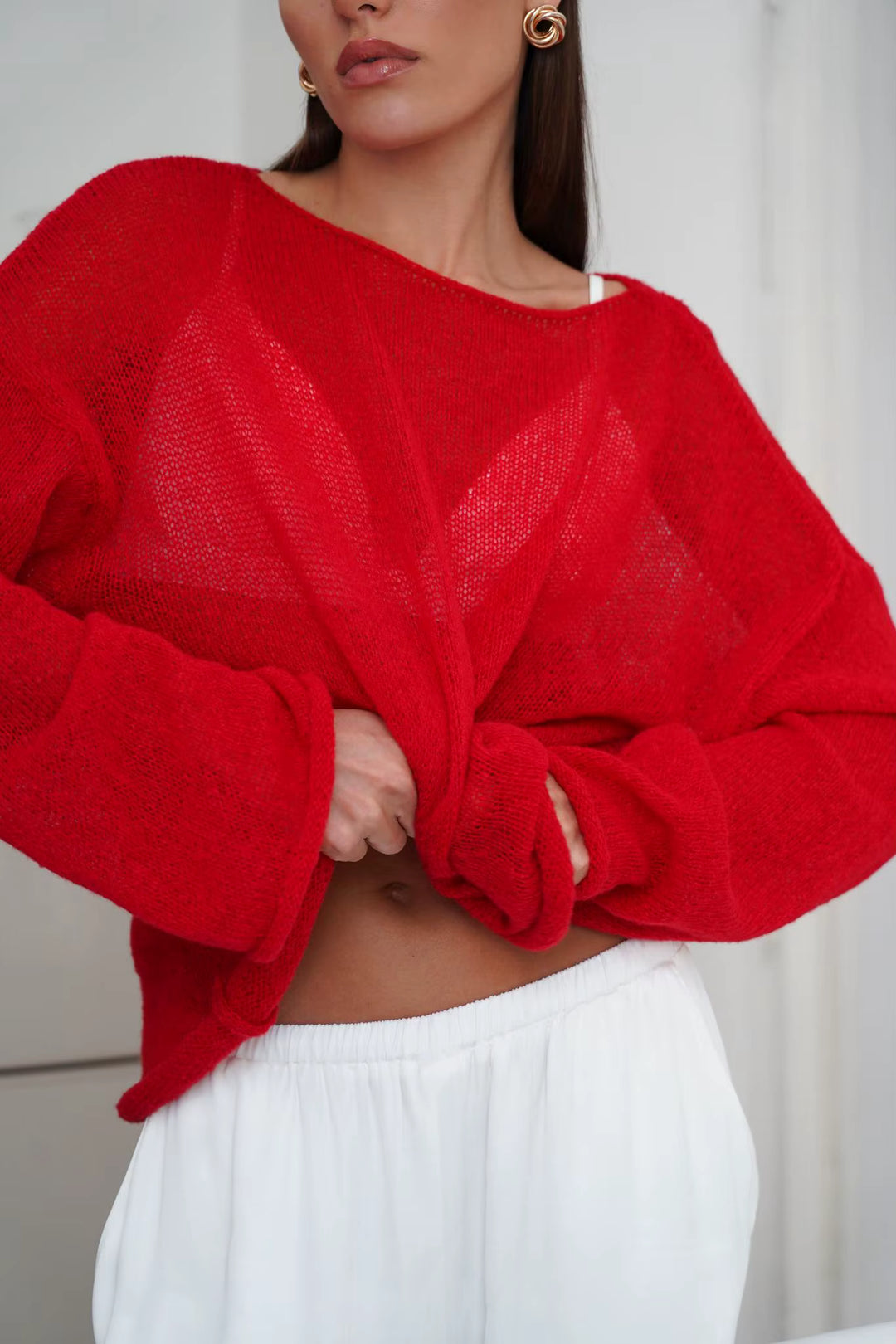 Selma Sheer Knit Oversized Sweater