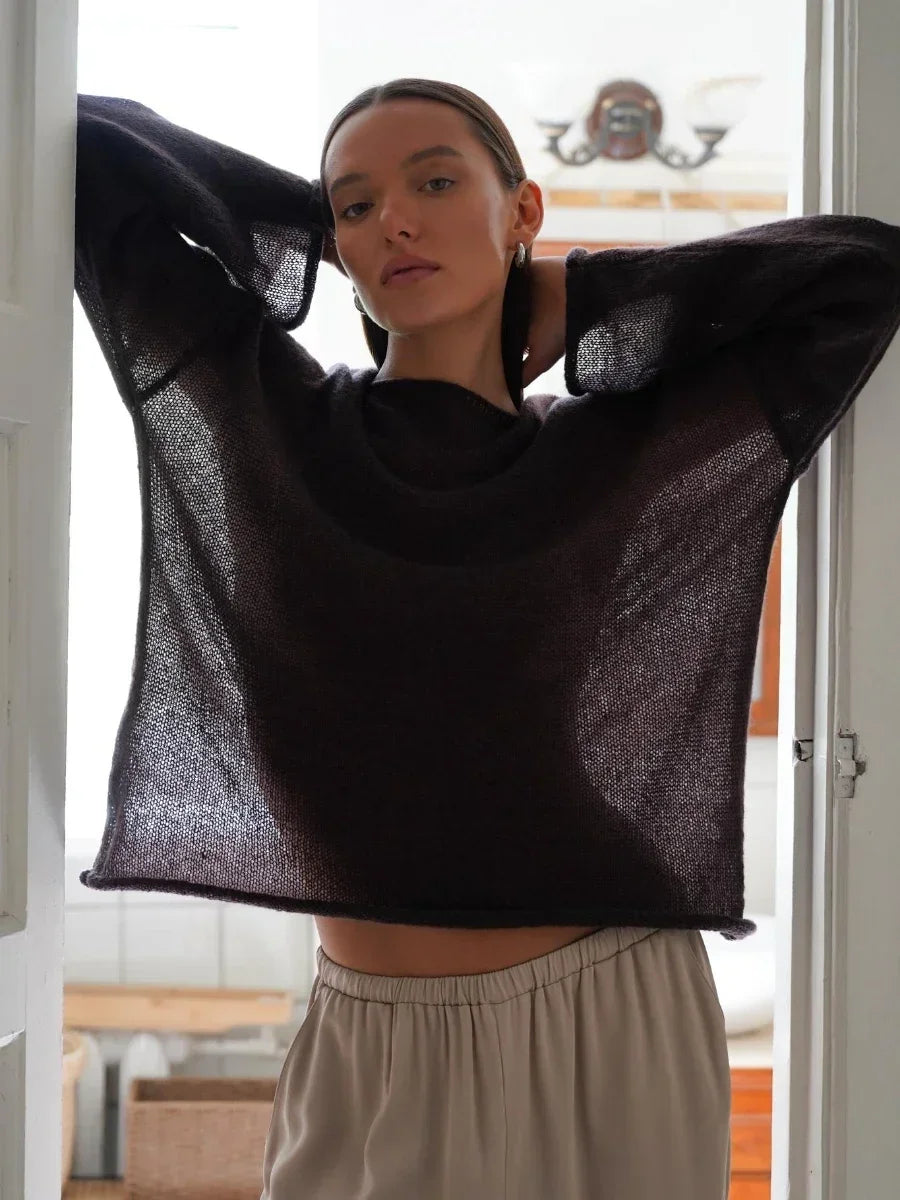 Selma Sheer Knit Oversized Sweater