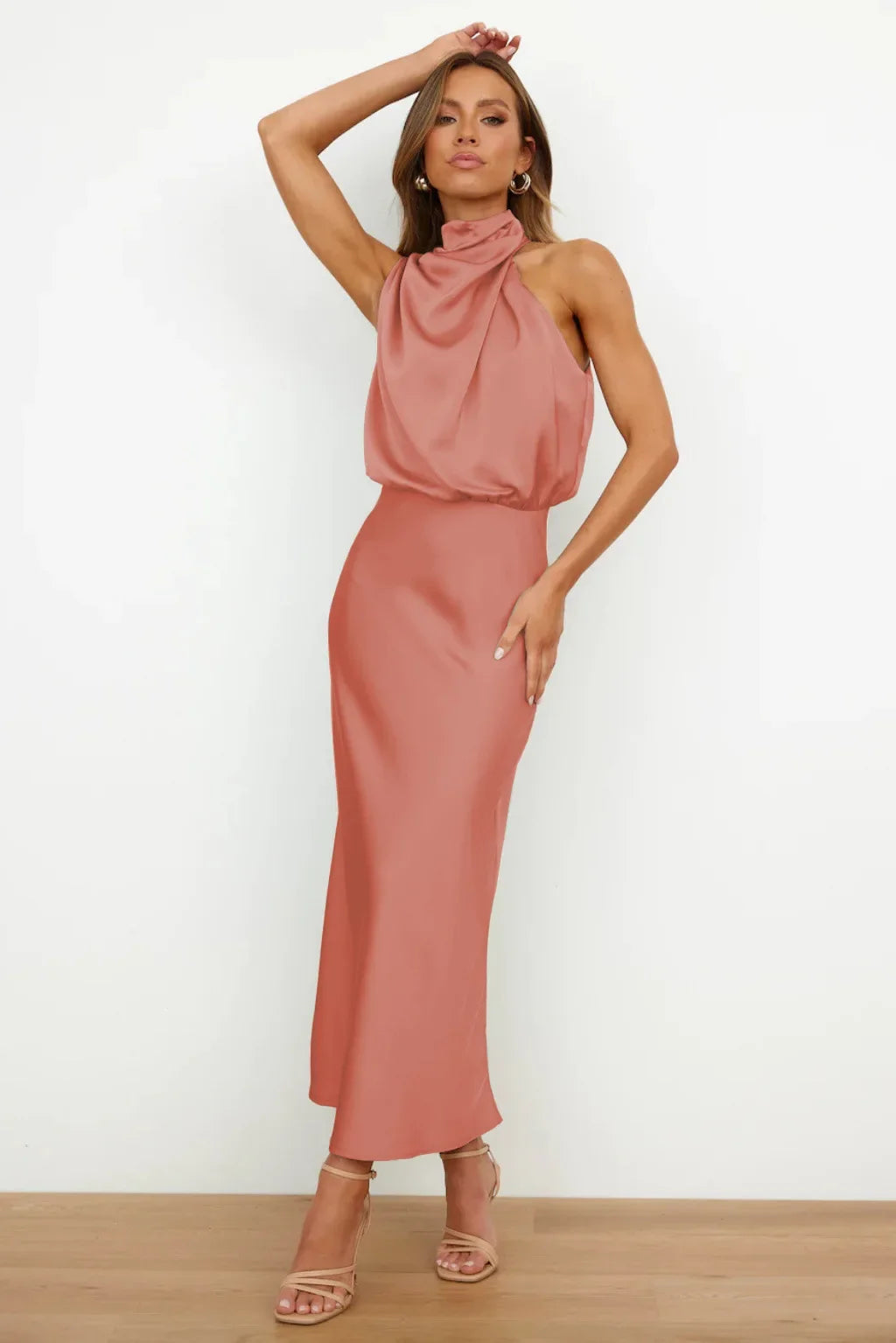 Lillibeth Elegant Halter Neck Midi Dress