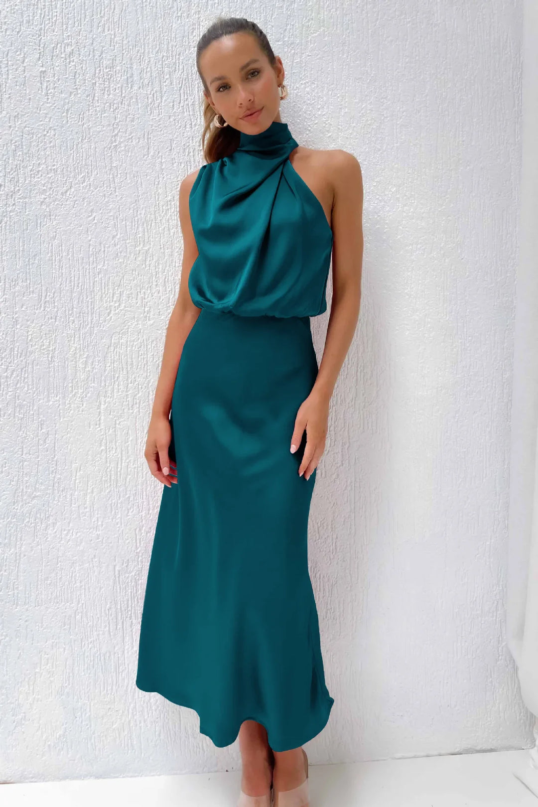 Lillibeth Elegant Halter Neck Midi Dress