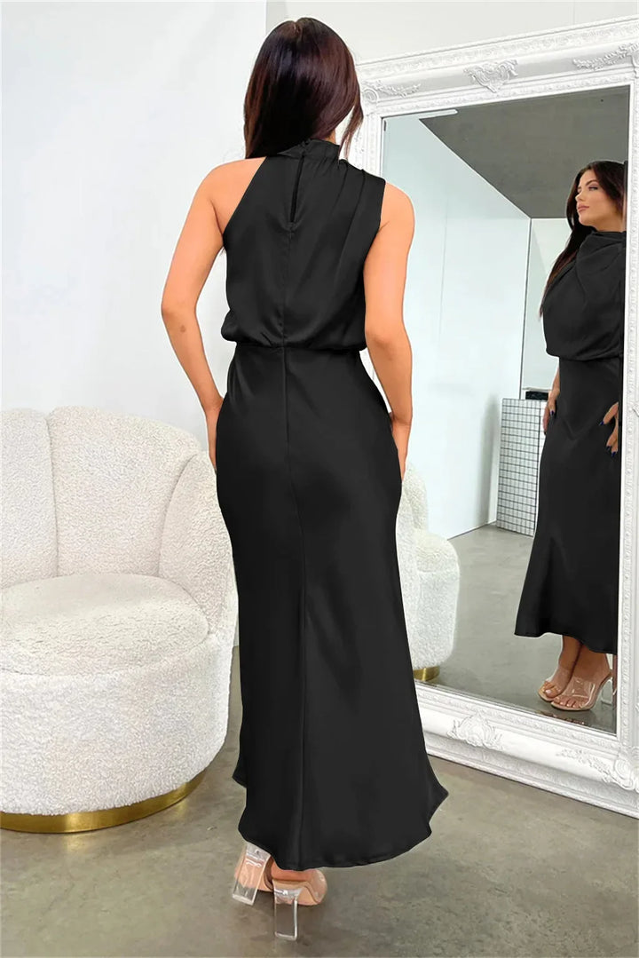 Lillibeth Elegant Halter Neck Midi Dress