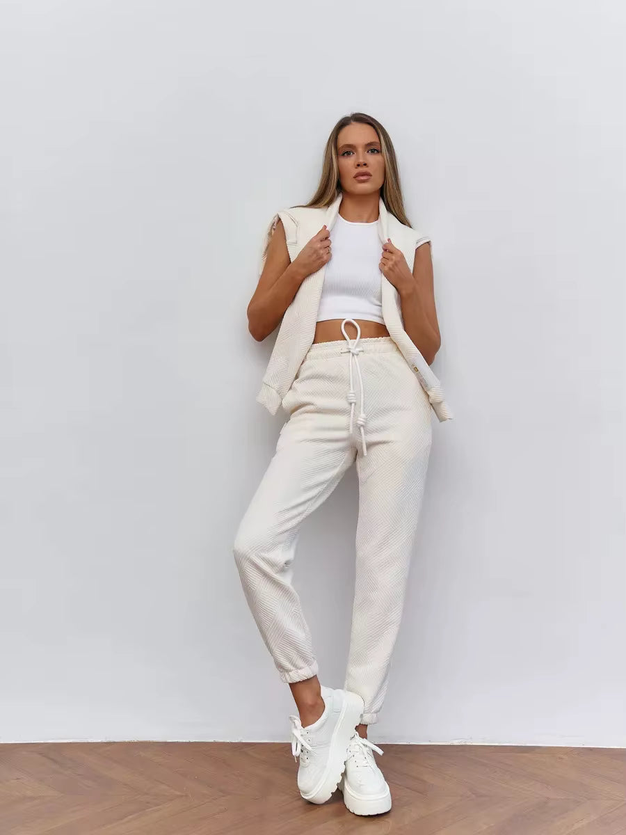 Rose Textured Zip-Up Lounge Set