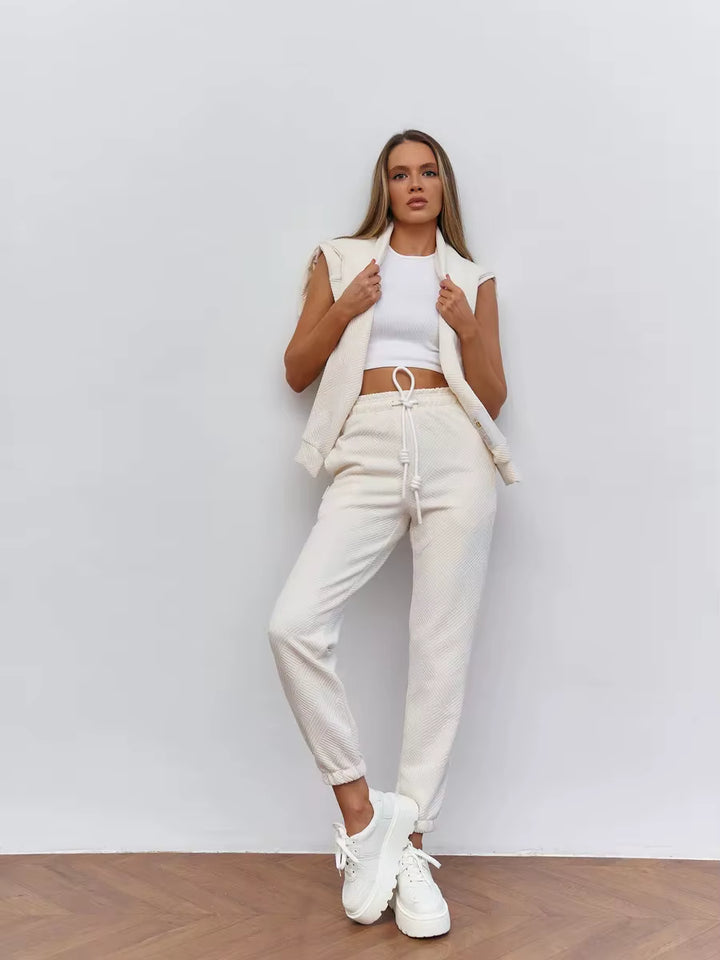 Rose Textured Zip-Up Lounge Set