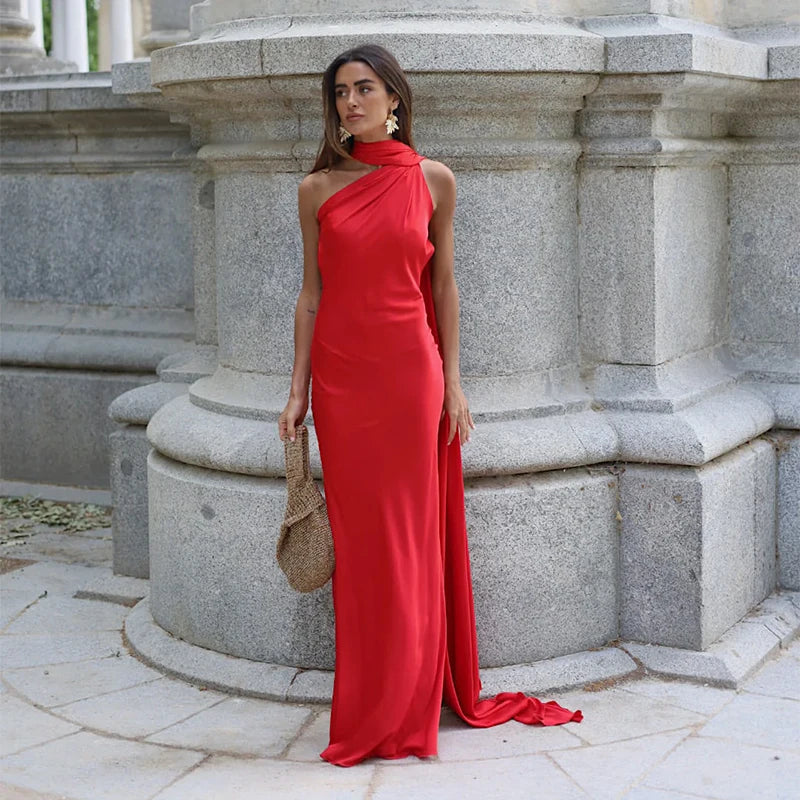Emerald Elegance One-Shoulder Gown