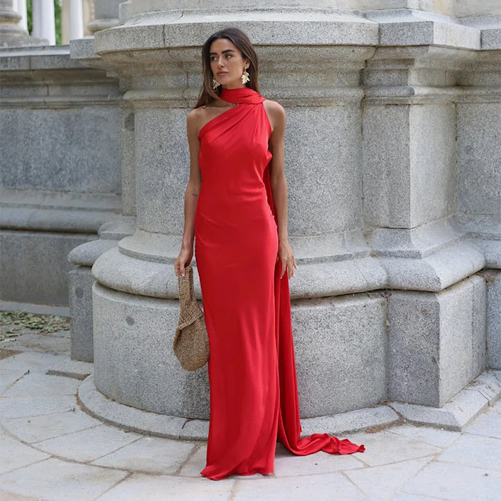Emerald Elegance One-Shoulder Gown