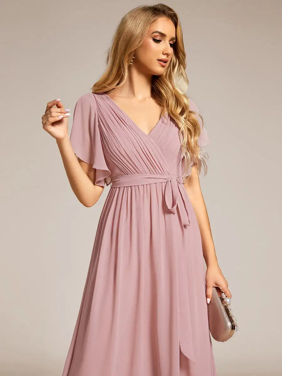 Chrishelle Chiffon Maxi Dress with Flutter Sleeves