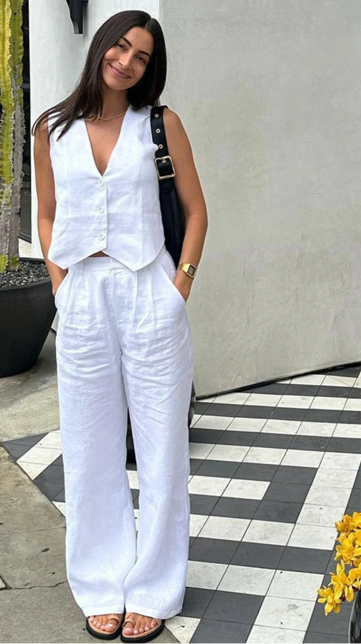 Jenna Linen Vest & Trousers Set