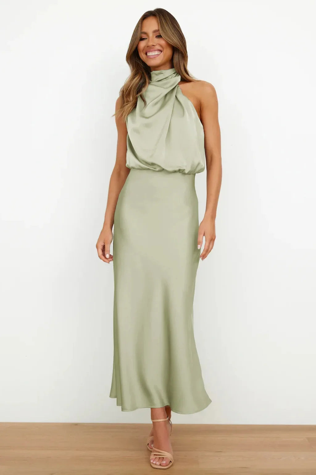 Lillibeth Elegant Halter Neck Midi Dress