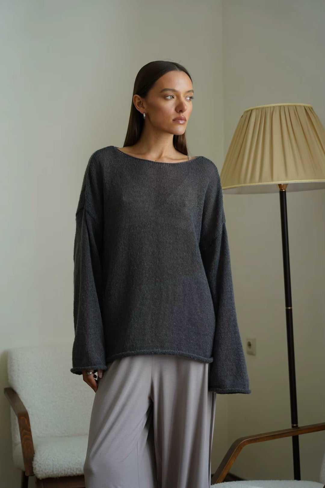 Selma Sheer Knit Oversized Sweater