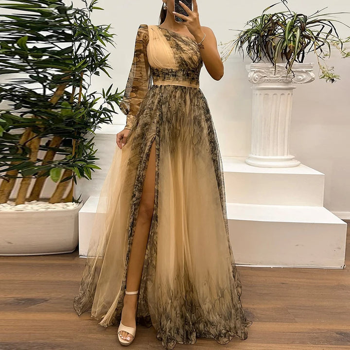 Anika Royal One-Shoulder Evening Gown